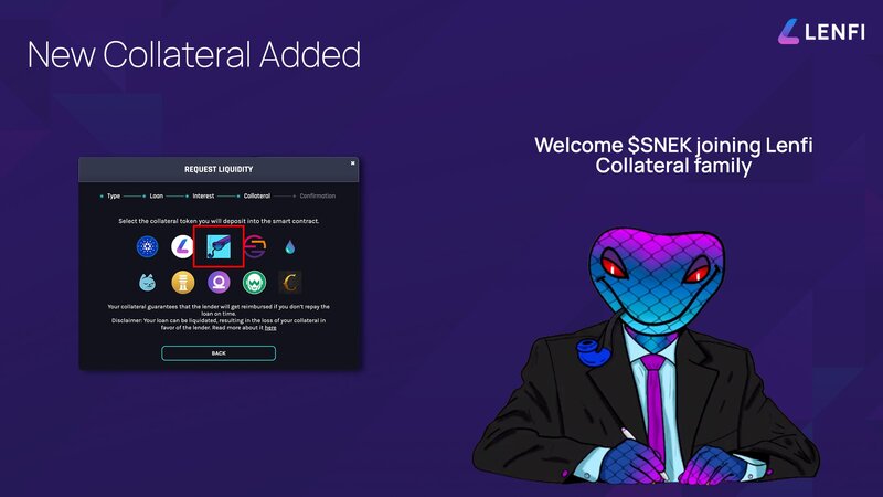Snek Is Added As Collateral Asset On Lenfi