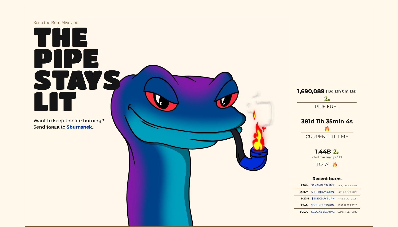 The Pipe Stays Lit 1-Year Uptime!